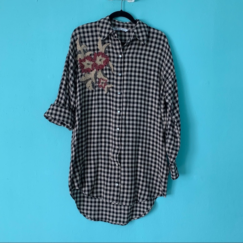 Zara Big Long Sleeve T-Shirt Dress with Beads